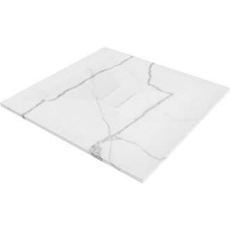 Čtvercová sprchová vanička Mexen Hugo SMC 100 x 100 cm, bílý kámen - 42151010