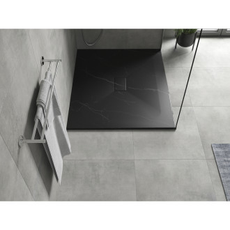 Mexen Hugo brodzik prostokątny SMC 120 x 100 cm, czarny kamień - 42751012