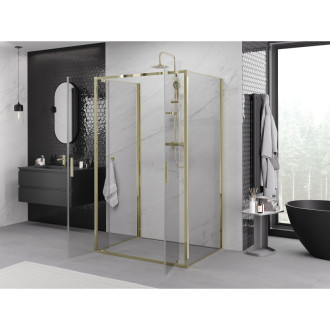 Mexen Exo-3S kabina prysznicowa 3-ścienna uchylna 80 x 100 cm, transparent, złota - 8182-080-100-50-00-3S