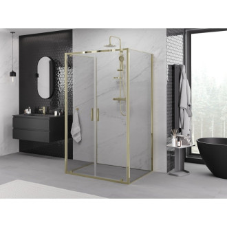 Mexen Exo-3S kabina prysznicowa 3-ścienna uchylna 100 x 110 cm, transparent, złota - 8182-100-110-50-00-3S