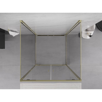Mexen Exo-3S kabina prysznicowa 3-ścienna uchylna 110 x 110 cm, transparent, złota - 8182-110-110-50-00-3S