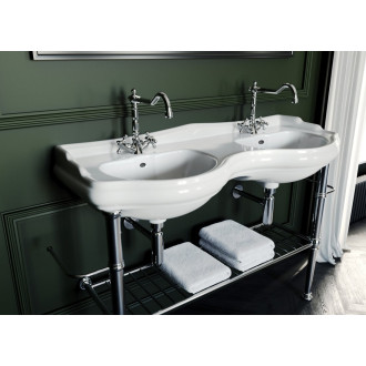 RETRO konstrukce pro dvojumyvadlo 120cm s poličkou, chrom