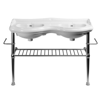 RETRO konstrukce pro dvojumyvadlo 120cm s poličkou, chrom