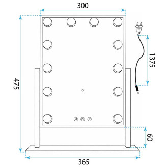 Zrcadlo LED HOLLYWOOD L.Gold 30x40