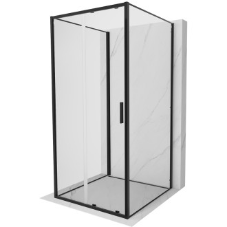 Mexen Exo-3S třístěnný posuvný sprchový kout 90 x 90 cm, průhledný, černý - 8151-090-090-70-00-3S