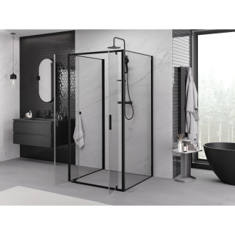 Mexen Exo-3S kabina prysznicowa 3-ścienna uchylna 80 x 80 cm, transparent, czarna - 8182-080-080-70-00-3S
