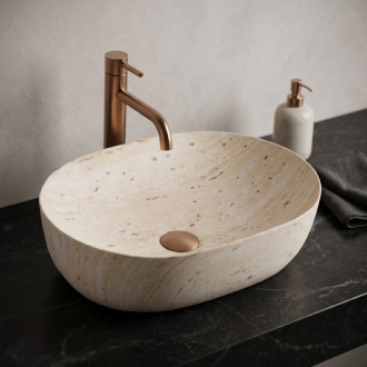 Umyvadlo na desku REA Amelia Travertine Classic 48