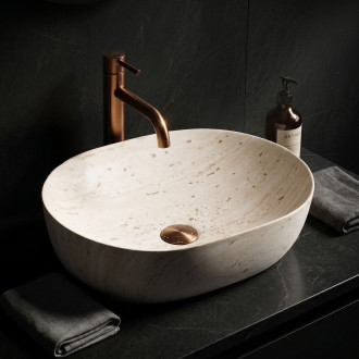 Umyvadlo na desku REA Amelia Travertine Classic 48