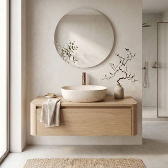 Umyvadlo na desku REA Amelia Travertine Classic 48