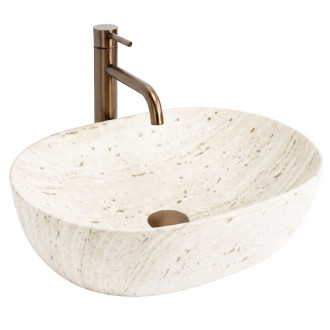 Umyvadlo na desku REA Amelia Travertine Classic 48
