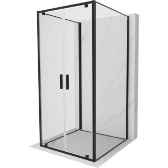 Mexen Exo-3S třístěnný výklopný sprchový kout 120 x 120 cm, průhledný, černý - 8182-120-120-70-00-3S
