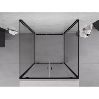 Mexen Exo-3S kabina prysznicowa 3-ścienna uchylna 120 x 120 cm, transparent, czarna - 8182-120-120-70-00-3S