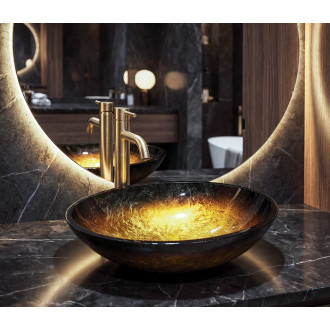 SELVA skleněné umyvadlo na desku 50,5x38cm, zlatá