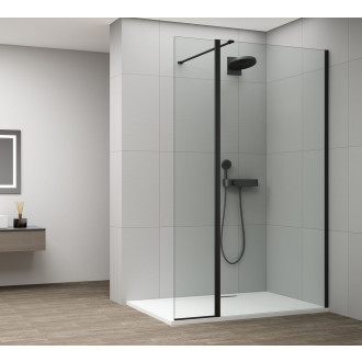 ESCA BLACK MATT sprchová zástěna, fixní sklo 700 mm, otočný panel 300 mm