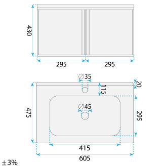 Sada koupelnového nábytku s umyvadlem Gama T25023 KJM 60CM
