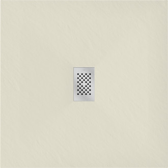 Mexen Hugo brodzik kwadratowy SMC 100 x 100 cm, beżowy, maskownica inox - 42691010-X