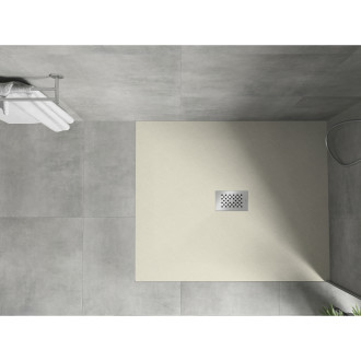 Mexen Hugo brodzik prostokątny SMC 120 x 100 cm, beżowy, maskownica inox - 42691012-X