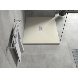 Mexen Hugo brodzik prostokątny SMC 120 x 100 cm, beżowy, maskownica inox - 42691012-X