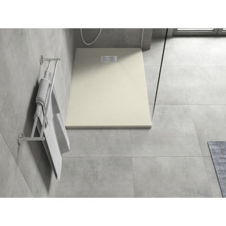 Mexen Hugo brodzik prostokątny SMC 80 x 70 cm, beżowy, maskownica inox - 42697080-X