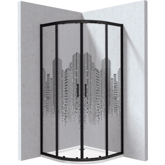 Deante Sprchový kout KYP_ND99P, nero, vzor City + vanička KTJ_093B, 90 × 90 cm KYPPND99P