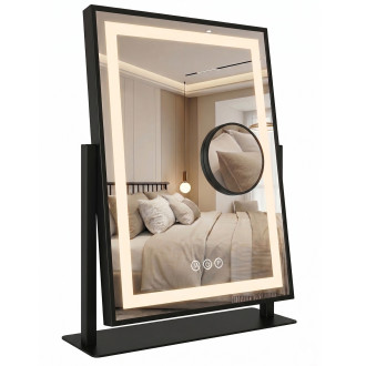 REA Zrcadlo LED LUMI Black 30x40cm HOM-01805