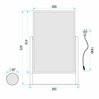 Zrcadlo LED LUMI Black 30x40cm