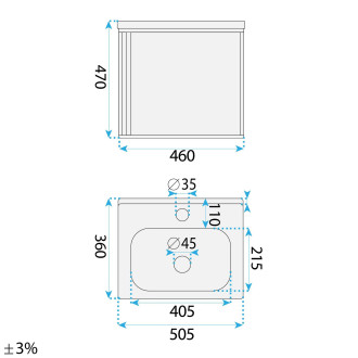 Sada koupelnového nábytku s umyvadlem Gama T25023 HHL 50CM