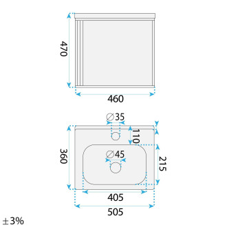 Sada koupelnového nábytku s umyvadlem Gama T25023 BXM 50CM