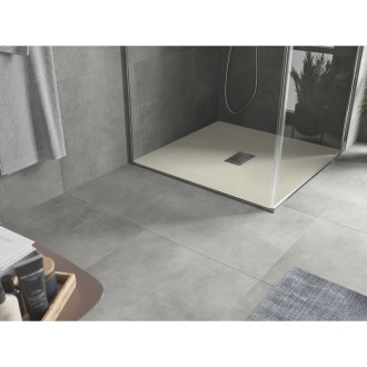 Mexen Hugo brodzik kwadratowy SMC 80 x 80 cm, beżowy, maskownica inox - 42698080-X
