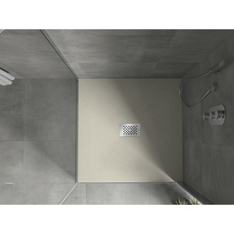 Mexen Hugo brodzik kwadratowy SMC 80 x 80 cm, beżowy, maskownica inox - 42698080-X