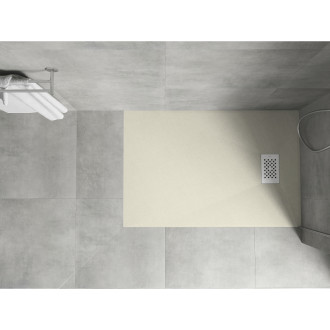 Mexen Hugo brodzik prostokątny SMC 120 x 80 cm, beżowy, maskownica biała - 42698012-W