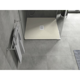 Mexen Hugo brodzik kwadratowy SMC 80 x 80 cm, beżowy, maskownica biała - 42698080-W