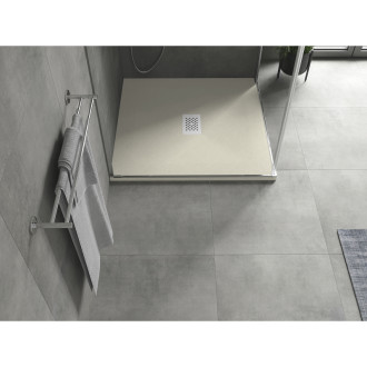 Mexen Hugo brodzik kwadratowy SMC 80 x 80 cm, beżowy, maskownica biała - 42698080-W