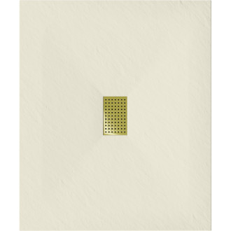 Mexen Hugo brodzik prostokątny SMC 120 x 100 cm, beżowy, maskownica złota - 42691012-G