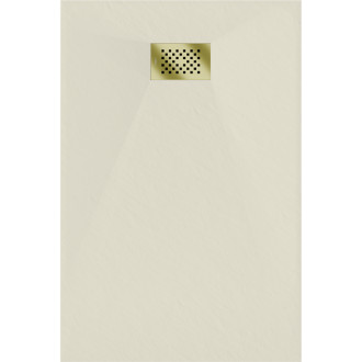 Mexen Hugo brodzik prostokątny SMC 120 x 80 cm, beżowy, maskownica złota - 42698012-G