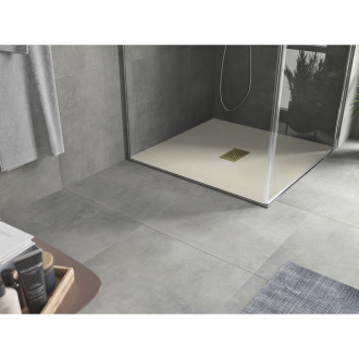 Mexen Hugo brodzik kwadratowy SMC 90 x 90 cm, beżowy, maskownica złota - 42699090-G