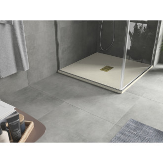 Mexen Hugo brodzik kwadratowy SMC 90 x 90 cm, beżowy, maskownica złota - 42699090-G