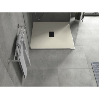 Mexen Hugo brodzik kwadratowy SMC 100 x 100 cm, beżowy, maskownica czarna - 42691010-B