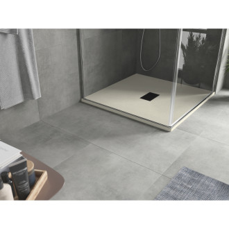 Mexen Hugo brodzik kwadratowy SMC 100 x 100 cm, beżowy, maskownica czarna - 42691010-B