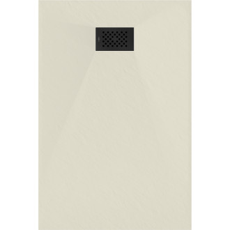 Mexen Hugo brodzik prostokątny SMC 120 x 70 cm, beżowy, maskownica czarna - 42697012-B