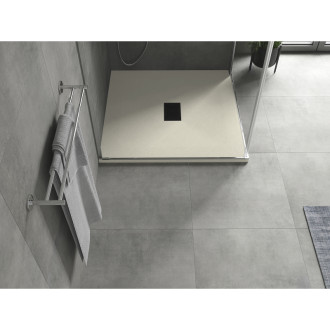 Mexen Hugo brodzik kwadratowy SMC 80 x 80 cm, beżowy, maskownica czarna - 42698080-B