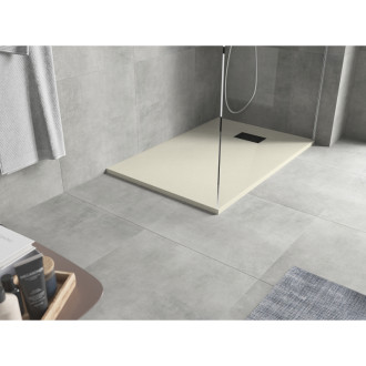 Mexen Hugo brodzik prostokątny SMC 100 x 90 cm, beżowy, maskownica czarna - 42699010-B
