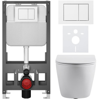 CERANO - Kompletní WC set Basic/Cesso - černá matná - WC tlačítko Maxio/Bílá - volně stojící - předstěnová instalace - 49x36 cm
