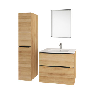 Mailo, koupelnová skříňka s umyvadlem, 810x720x476 mm, dub Riviera,černé madlo CN521B