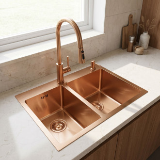 Ocelový dřez Toby BRUSH COPPER