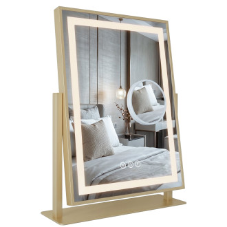 REA Zrcadlo LED LUMI L.Gold 30x40cm HOM-01802