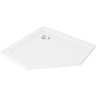 Mexen Flat slim pětiúhelníková sprchová vanička 80 x 80 cm, bílá, chromovaný sifon - 41P108080