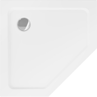 Mexen Flat brodzik pięciokątny slim 80 x 80 cm, biały, syfon chrom - 41P108080