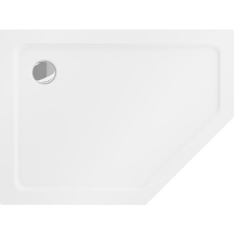 Mexen Flat brodzik pięciokątny slim lewy 100 x 80 cm, biały, syfon chrom - 41P108010L