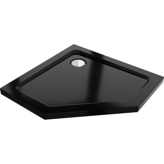Mexen Flat slim pětiúhelníková sprchová vanička 80 x 80 cm, černá, chromovaný sifon - 41P708080
